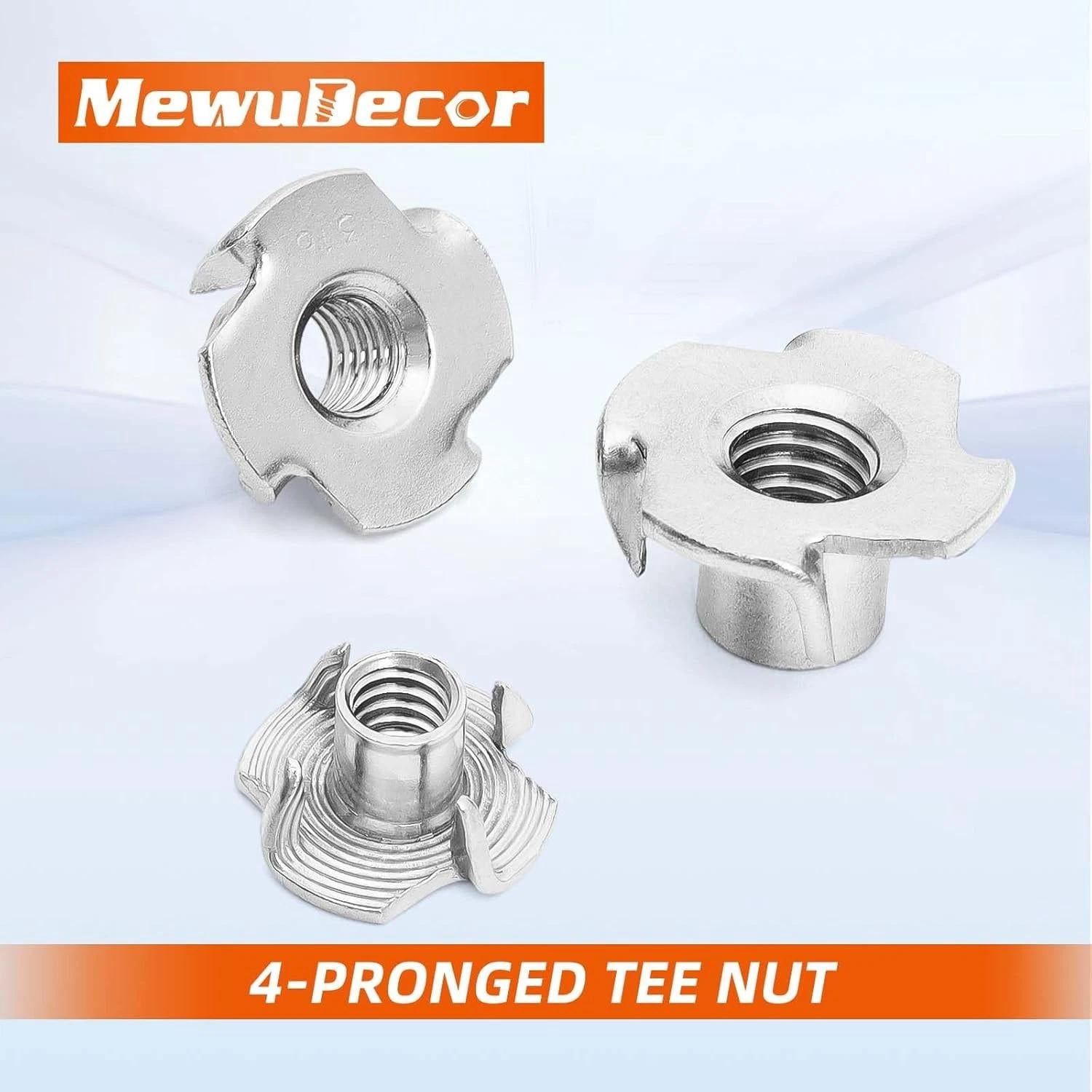 25 PCS 5/16"-18 T-Nut 304 Stainless Steel Threaded Insert 4-Pronged Tee Nut