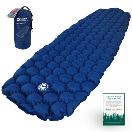 EcoTek Outdoors Hybern8 Ultralight Inflatable Sleeping Pad for Hiking Backpacking and Camping - Contoured FlexCell Design - Perfect for Sleeping Bags and Hammocks (Ocean