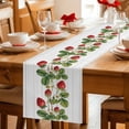 thumbnail image 5 of Strawberry Table Runner 48 Inches, Vintage Green Botanical Spring Floral Bed Runner Dresser Scarves Tabletop for Indoor Outdoor Parties/Ceremony/Banquet, 13" x 48", 5 of 8