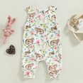 thumbnail image 4 of Fortune 0-18M Baby Girls Easter Rabbit Romper Summer Sleeveless O Neck Floral Jumpsuits, 4 of 8