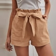 thumbnail image 2 of Womens Shorts Stretchy for Bowknot Belted Elastic High Waisted Summer Beach Baggy Dressy Casual Womens Jorts with Pockets S-2XL, 2 of 6
