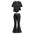 thumbnail image 3 of Tiijoy Big Girls Fashion Outfits Sequins Print Short Sleeve T-Shirt Flare Pants Set, Sizes 7-8, 3 of 3