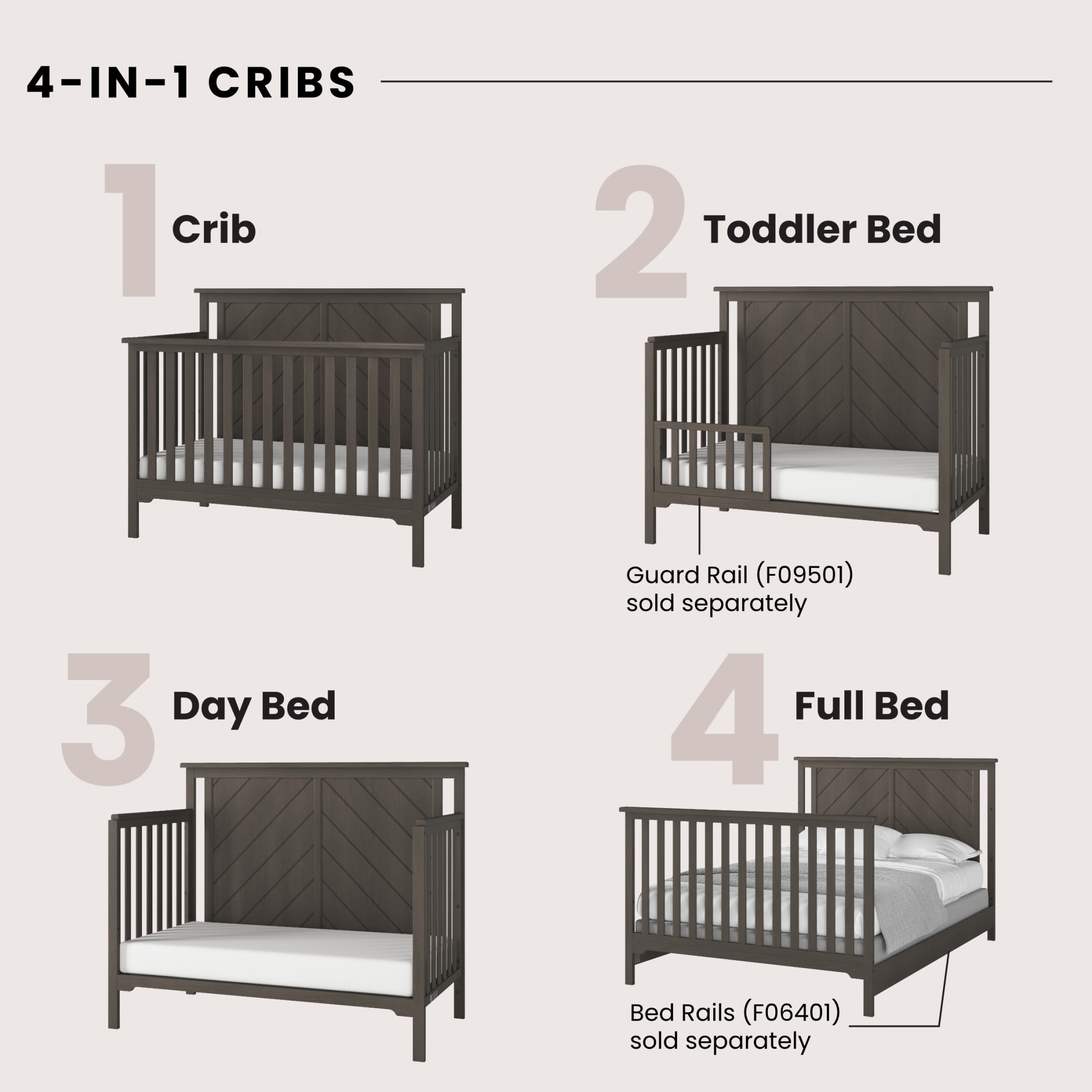 Child Craft Hampton Flat Top Crib and Changing Table Nursery Set, 4-in-1 Convertible, Dapper Gray, 2-Piece
