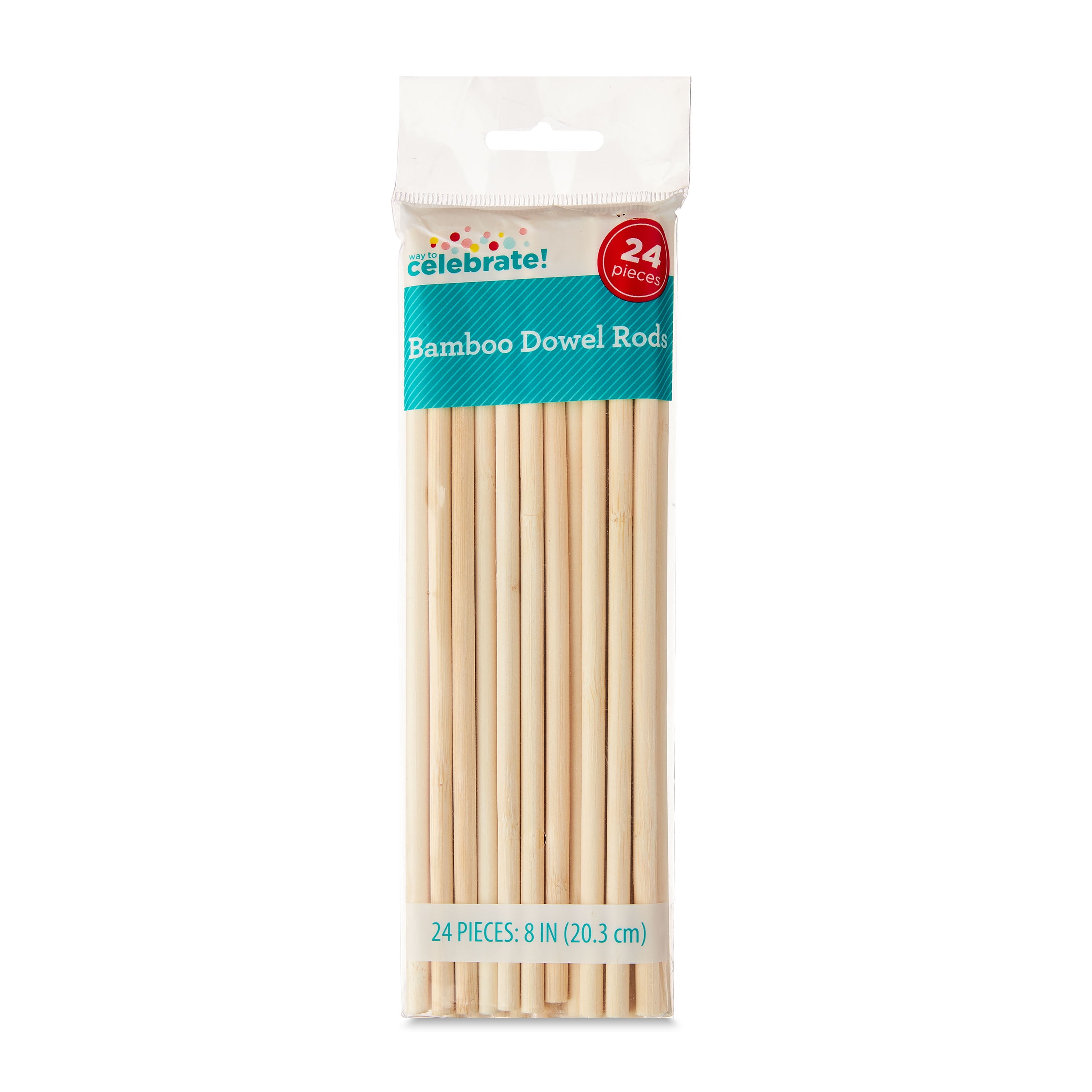 (2 pack) Bamboo Craft Dowel Rods, 8", 24 Pieces, by Way To Celebrate