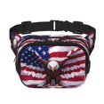 thumbnail image 1 of Kdxio USA Aigle avec Ailes Évasées Imprimé Sac Banane Double Couche Ceinture Réglable Sac Mains Libres Voyage Randonnée Course Sergé Poches de Sécurité, 1 of 9