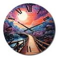 thumbnail image 2 of Designart "Coral Bridge Dreamy Passage Painting I" Pointillism Oversized Wall Clock, 2 of 5