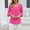 01 Hot Pink, variant on YueHuiYing Women's Fashion Solid-Color Chiffon Blouse with Mid-Length Sleeves Pleated V-Neck Loose Fit