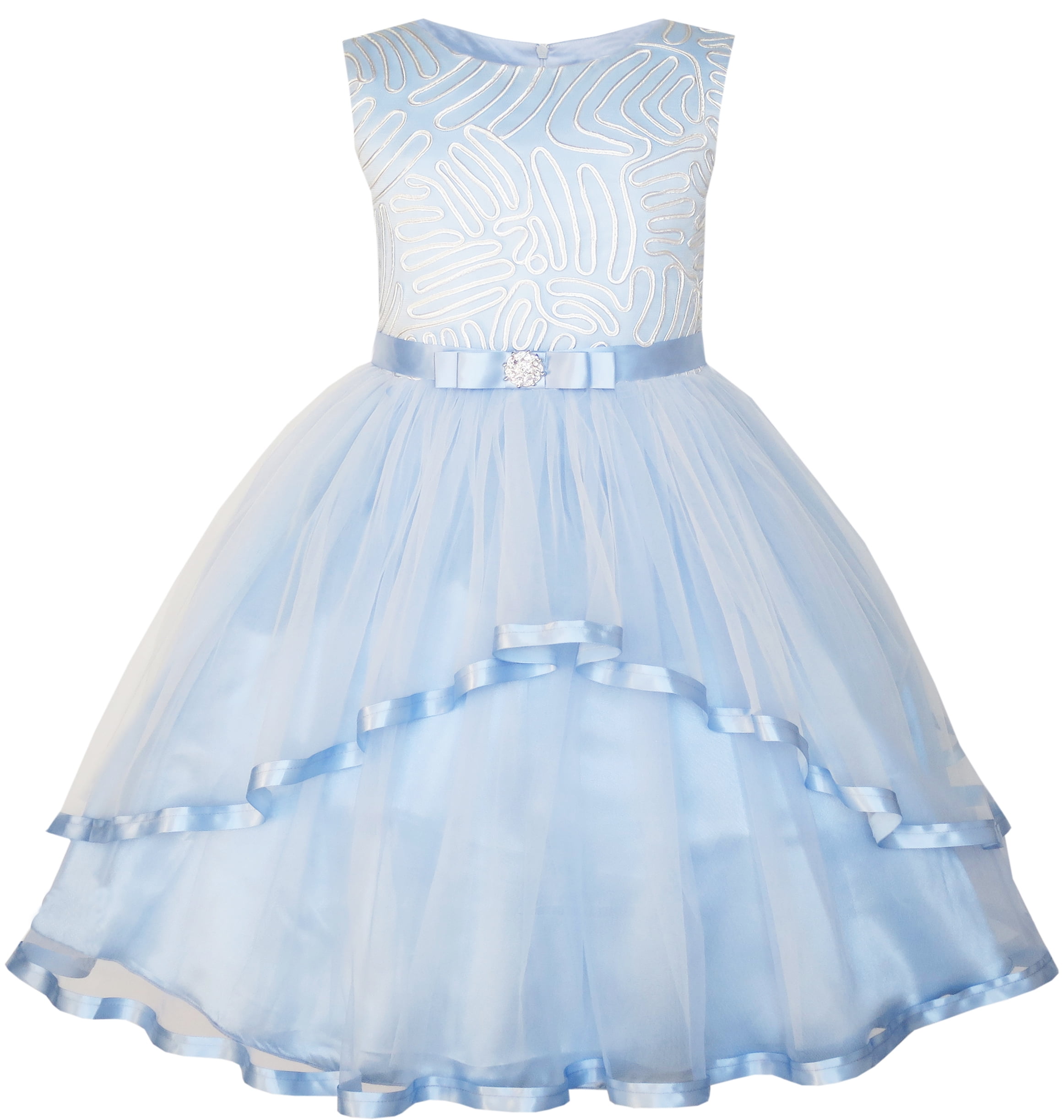 Sunny Fashion Flower Girl Dress Elegant Party Ball Gowns Vintage Pageant Princess Formal Dress