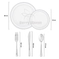 thumbnail image 2 of Berry Bloom Vajilla Reutilizable Premium Color Plata 125 Piezas: 50 Platos con Orilla Plateada, 25 Cucharas Plateadas, 25 Tenedores Plateados, 25 Cuchillos Plateados, para 25 Invitados, 2 of 6