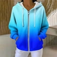 thumbnail image 2 of Ecqkame Women's Casual Hoodies Pit Striped Textured Long Sleeve Hoodie Full Zip Loose Pocket Hooded Sweatshirts Sky Blue XL, 2 of 8