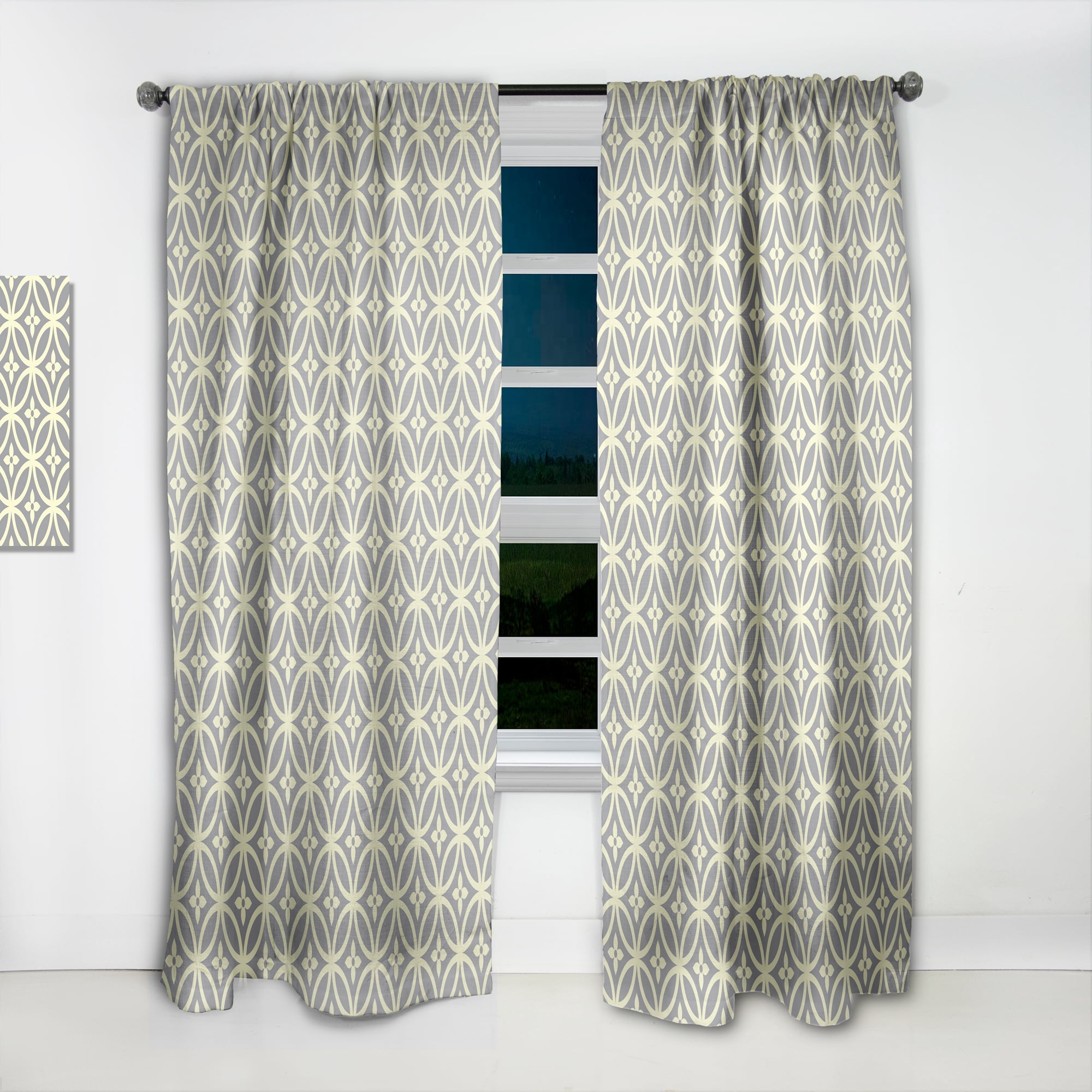 Designart 'Ornamental Retro Pattern II' Mid-Century Modern Curtain Panel