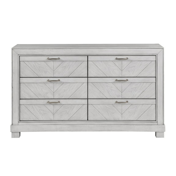 Steve Silver Montana Modern Horiztonal Dresser with 6 Drawers and Nickel Hardware, Gray