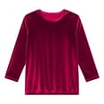 thumbnail image 6 of Turilly Womens Luxurious Soft Velvet Dolman 3/4 Sleeves Tops Fashion Ladies Comfortable Round Neck Solid Casual T-Shirt Blouse, 6 of 6