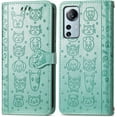 thumbnail image 5 of Wallet Case for Xiaomi 12,Cat Dog Cartoon Cute Style with ID Card Holder PU Leather Flip Phone Cover for Xiaomi 12      Green, 5 of 12