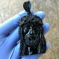 thumbnail image 2 of Black Jesus Piece Big Head Blinged Iced Pendant Face Hearts Back Hip Hop Charm, 2 of 7