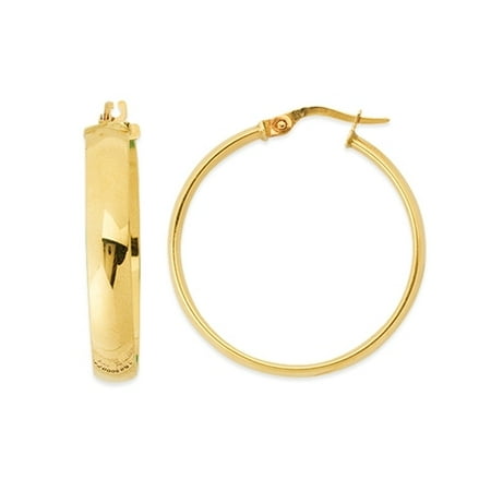 Wedding Band Earrings - 10k Yellow Gold Wedding Band Hoop Earrings