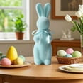thumbnail image 5 of Kugisaki Easter Decorations Flocked Bunnies Figurine with Bow tie 7.9" Flocking Rabbit Tabletop Ornament for Easter Table Centerpieces Spring Home Office Decor, Party Supplies, 5 of 7