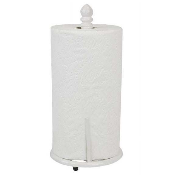 Home Basics PH45364 Home Basics Lattice Collection Cast Iron Paper Towel Holder, White