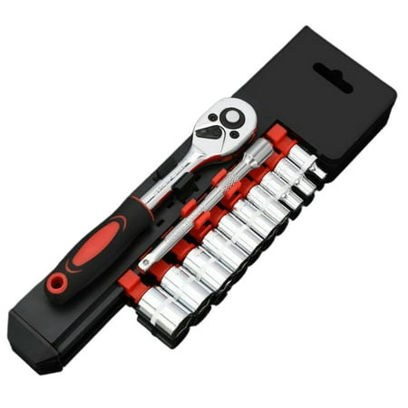 

12pcs 3/8 Inch Ratchet Socket Wrench Set Drive Socket Set 10 Sockets Tools