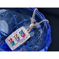 thumbnail image 2 of Womens Golden Tone Multicolored Rhinestones Geometric Rectangle Square Pendant Necklace, 2 of 4