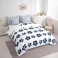 thumbnail image 3 of jejeloiu Cartoon Flower Blossom 7pcs Bedding Comforter Set,Blue White Queen Bedding Sets For Girls Women Reversible, 3 of 8