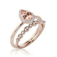thumbnail image 3 of Beautiful Art Deco 1.75 Carat Pear Cut Affordable Morganite And Diamond Moissanite Engagement Ring, Classic Wedding Ring, One Matching Band in 10k Solid Rose Gold,Promise Ring, Anniversery Ring, 3 of 3