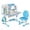 Blue, variant on Fompes 2Pcs Kids Study Desk and Chair Set Height Adjustable Ergonomic Children School Table with Astronaut Pattern Large Writing Board Storage Drawer Bookshelf Dual Back Support