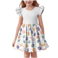 thumbnail image 2 of Xdegoge Toddler Girls Easter Dress Ruffle Short Sleeve Crewneck Graphic Bunny Print Knee Length Kids A Line Tween Holiday Outfit Flattering Chic Casual Wear for Teen, 2 of 6