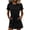 Black, variant on Women's Short Sleeve Casual Dress, Round Neck Solid Color Sundress with Pockets and Drawstring Waist, Comfortable Cotton Blend Midi Dress for Daily Wear and Vacation Black L
