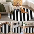 thumbnail image 6 of Striped Black White Round Living Room Rugs 5 ft, Classic Vertical Striped Simple Washable Area Rug with Non-Slip Sturdy Edge Binding Round Carpet for Entryway Kitchen Bedroom Bathroom, 6 of 9
