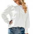 thumbnail image 5 of WFJCJPAF 2025 New Product Sexy Blouses for Women Plus Size,Women's Fashion Button Solid Color Comfortable Loose Long Sleeves Blouse Casual Tops - White M, 5 of 6