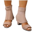 thumbnail image 5 of Cxenplz Wedge Sandals for Women Elastic Knit Peep Toe Heels Sandals Slip On Wedges Heels Open Toe Summer Ankle Booties Sandals, 5 of 9