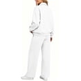 thumbnail image 6 of VBTAPA Fall Tracksuits for Women Lapel Collar Zip Up Jacket and Wide Leg Pants Sweatsuits 2 Piece Set Fashion Casual Sports Outfits XXL, 6 of 7