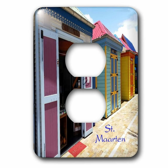3dRose, Image of Saint Maarten Cottages, 2 plug outlet cover