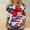 A74 Light Blue, variant on Xdegoge USA Vintage American Flag Stars Stripes Color Block T Shirt for Women Three Quarter Sleeve Crewneck Casual 4th of July Patriotic Summer Holiday Tees Tops