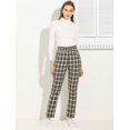 thumbnail image 3 of INSPIRE CHIC Pantalones A Cuadros Escoceses Con Bolsillo Cintura Alta Elástica Pantalones De Oficina Trabajo Para Mujeres Negro S, 3 of 6