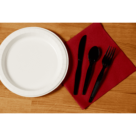 Dixie 6" Heavy-Weight Plastic Teaspoon, TH517, Black, 1,000 Count