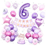 SKYSONIC Sweet 16 Party Decorations, Lavender Birthday Decor for Girls Number Foil Balloons Cake Topper Butterfly Stickers for 16th Birthday Party