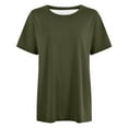 thumbnail image 7 of Conairie Oversized Shirts for Women Casual Loose Crew Neck Short Sleeve T Shirts Solid Fashion Dressy Breathable Work Tee Pullover Outfits Army Green XXXL, 7 of 7