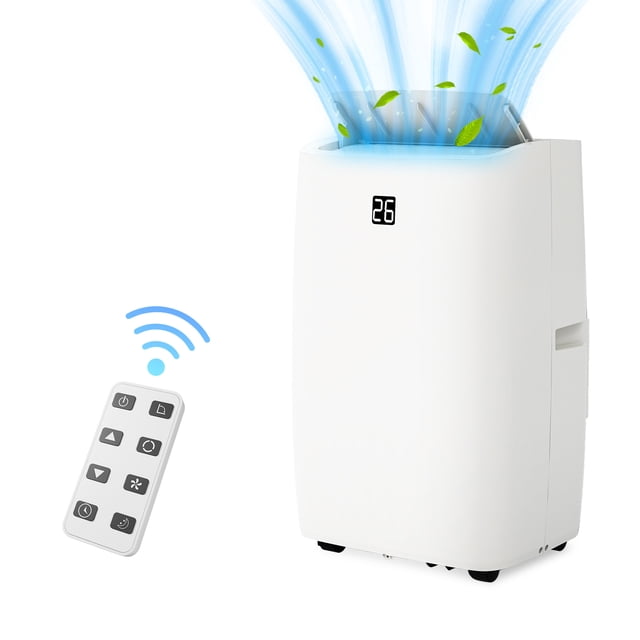 12000 BTU Portable Air Conditioner – 3-in-1 Cooling, Fan & Dehumidifier – Digital Display, Remote, 24H Timer, Sleep Mode, Quiet, Cools Up to 550 Sq.Ft, Window Kit – Rise AC for Home
