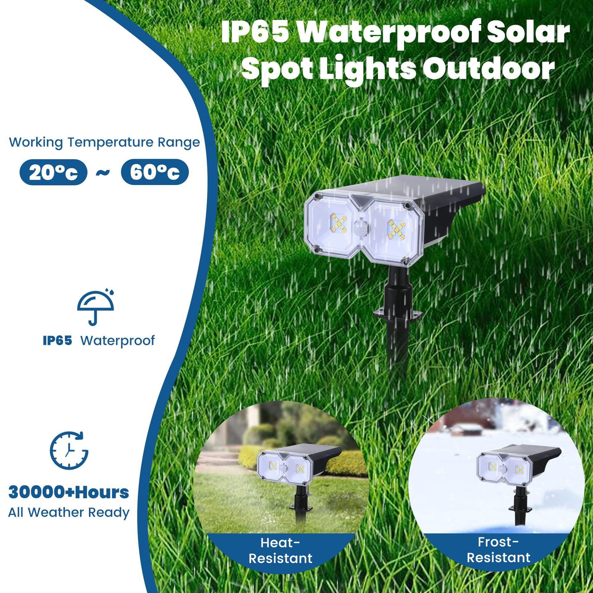 BOPORO Solar Motion Sensor Lights Outdoor Waterproof, Solar Spotlights for Outside, 5 Modes Solar Garden Pathway Lights Landscape Lighting for Patio Lawn Sidewalk Driveway Yard Decor 4 Pack