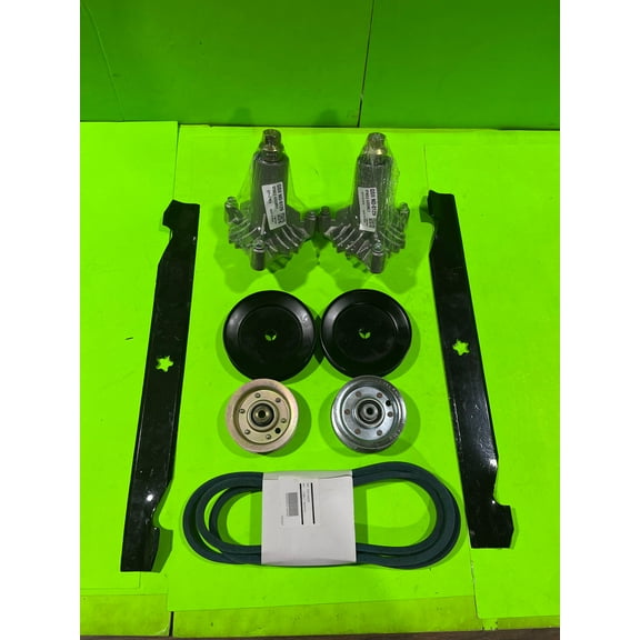 LT1000 42 Inch Mower Deck Kit with 88" Belt, High Lift Blades, Idler Pulleys, Spindles, and Spindle Pulleys