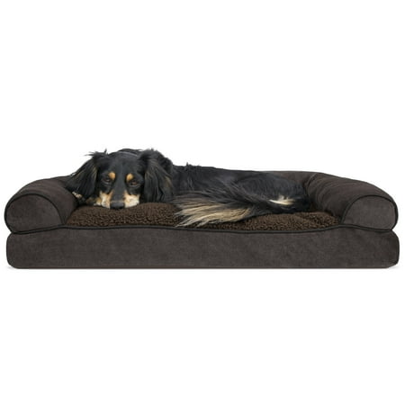 UPC: 0842229106138 | FurHaven Pet Products | Faux Fleece & Chenille Soft Woven Pillow Sofa Pet Bed for Dogs & Cats  Coffee  Medium