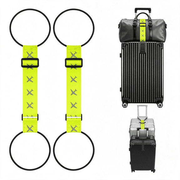 XENAKY Adjustable Add a Bag Luggage Connector Straps for Suitcases,2 Pack Attach Backpack to Suitcase,Thicker Elastic Loops,Hands-Free Airport Travel Accessories,Adjustable Length from 11" to 30"