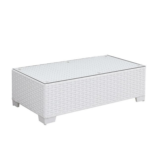 Furniture of America Table Basse Extérieure en Verre Arthur en Blanc