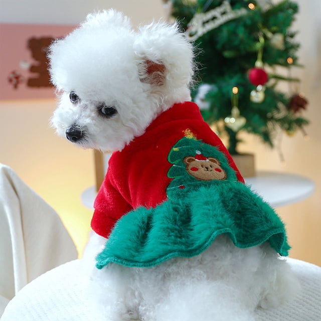onlyliua Ofertas Del Día Ropa de Decoración Navideña para Mascotas, Ropa Acolchada Cálida para Cachorros, Ropa para Perros Pequeños y Medianos, Falda de Oso para Árbol de Navidad