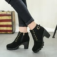 thumbnail image 4 of jsaierl Metal Solid Color Round Toe Thick Side Zipper Winter Women's Leather Boots, 4 of 4