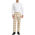 thumbnail image 2 of INSPIRE CHIC Men's Pants Plaid Casual Regular Fit Flat Front Stretch Checked Trousers 36 Red Blue, 2 of 7