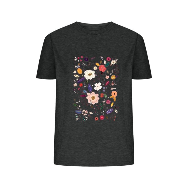 Camisetas de Verano de Mujer Pequeña Flor Impresa Cuello Redondo Manga Corta Superior, Verano Superior de las Mujeres