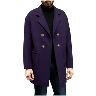 Fmbrln Mens Trench Coat Double Breasted Lapel Collar Pea Coats